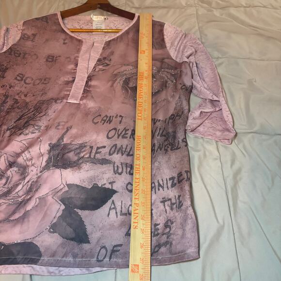 Alessa W. Collection Pink Top Women's Size 14 Script Polyester Blend - Picture 3 of 8